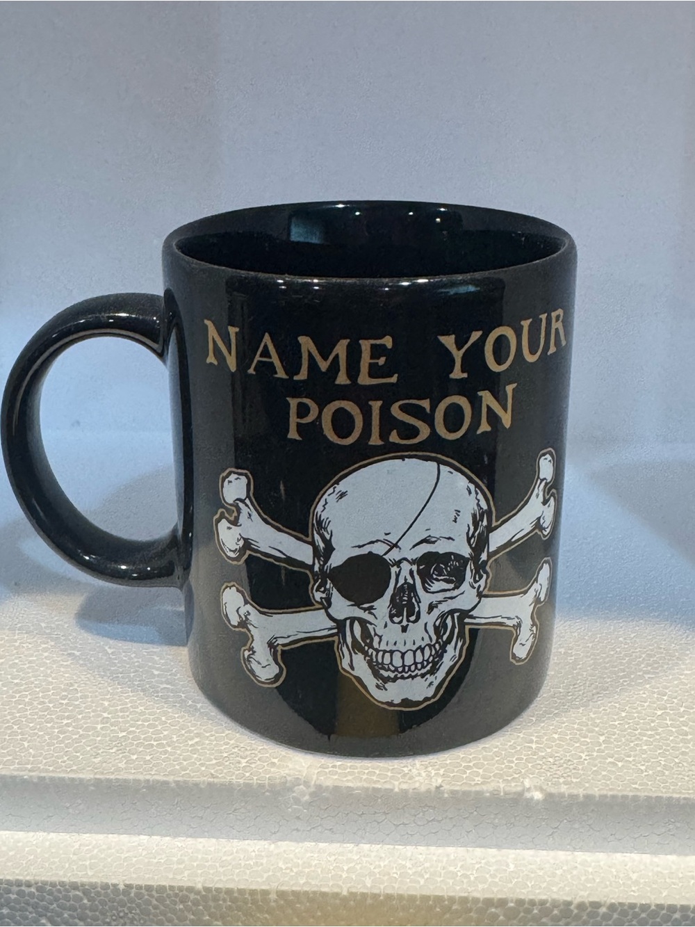 Pirate Black "Name Your Poison" Skull Ceramic Coffee Mug